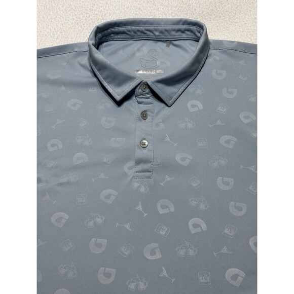 Swannies Polo Golf Shirt Blue Size XL Performance All Over Print Preppy Casual - Picture 3 of 10
